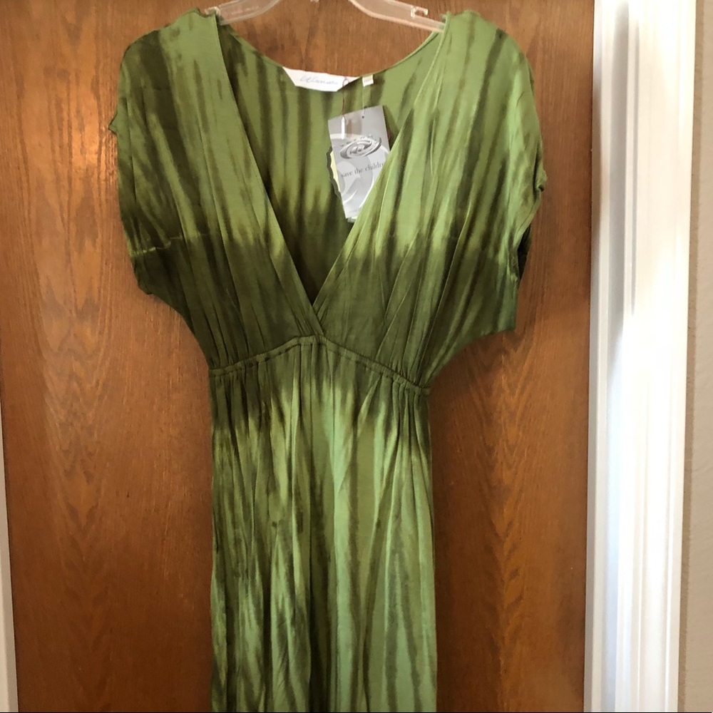 Green and brown dress
